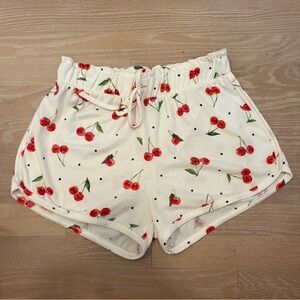 Altar'd State High Waist White and Red Cherry Shorts